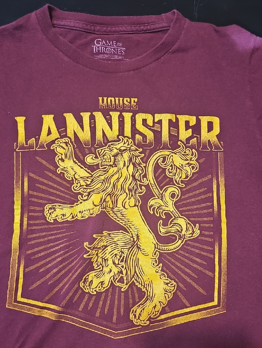 House Lannister Tee - Maroon & Gold Game Of Thrones
